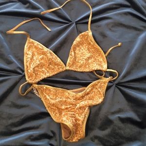 Sparkly gold bikini/ Brazilian cut